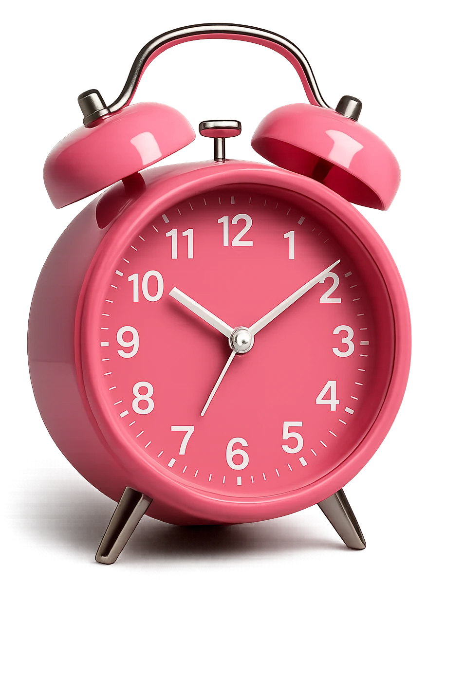pink alarm clock, modern, glossy emoji