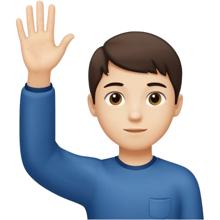 Boy his hand up on the right hand there is number 6 and the left hand number 7 emoji