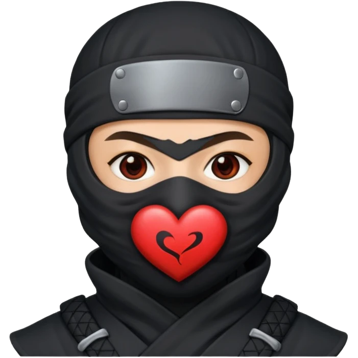 Ninja con ojos de corazón y una corazón emoji