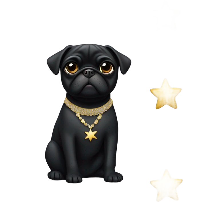 Black pug in a Jewish star dress emoji