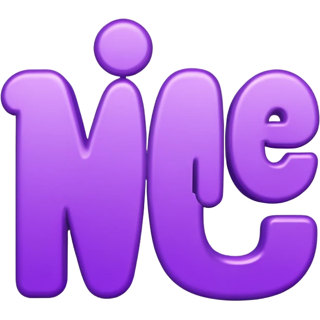 3D text that spells "me" in a shiny purple font sticker emoji
