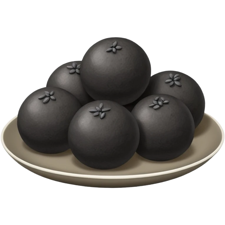 black sesame small glutinous rice flour balls white emoji