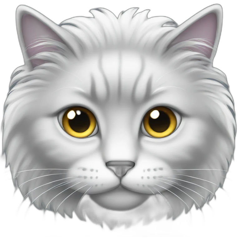 Fat long-haired silver gradient cat emoji