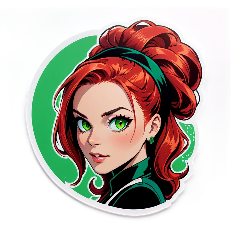 Singer with red hair and green eyes emoji