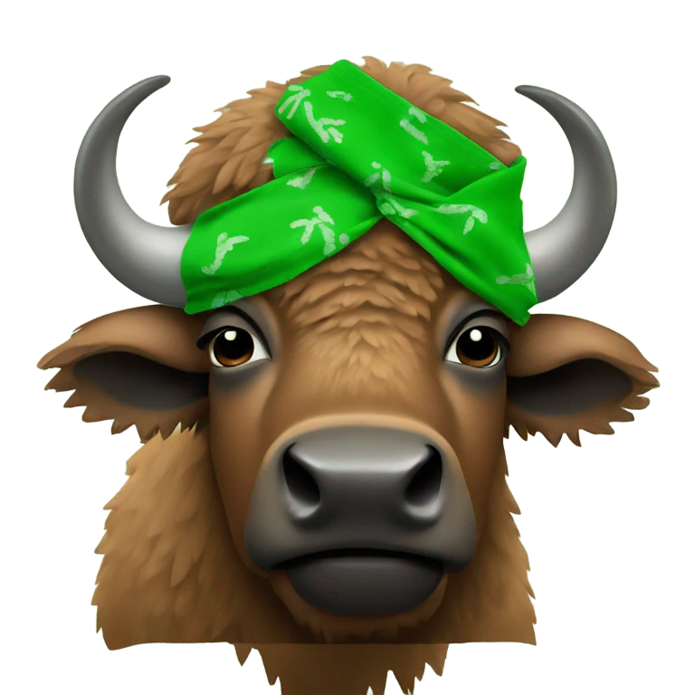 Bison wearing a green bandana emoji