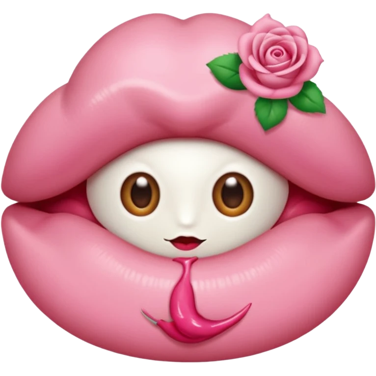 Un 😀 avec un doigt dans la bouche qui cligne des yeux, et il a un nœud emoji