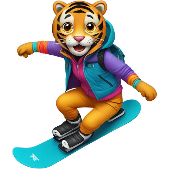 Tiger snowboarding  emoji