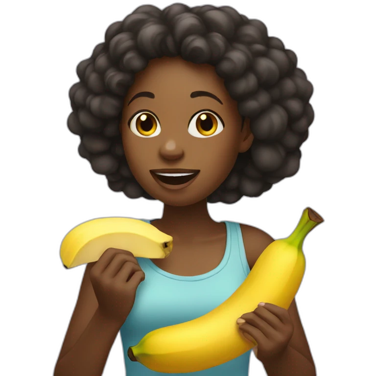 Black girl eating a banana emoji