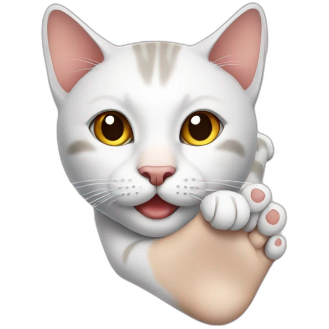 Cat holding foot emoji
