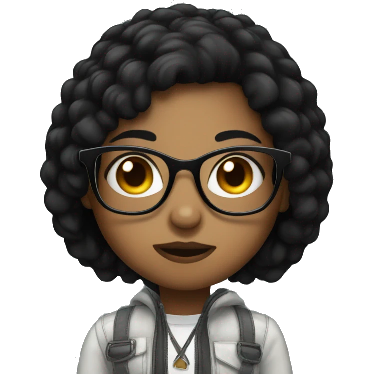Girl black with glasses and black hair  emoji