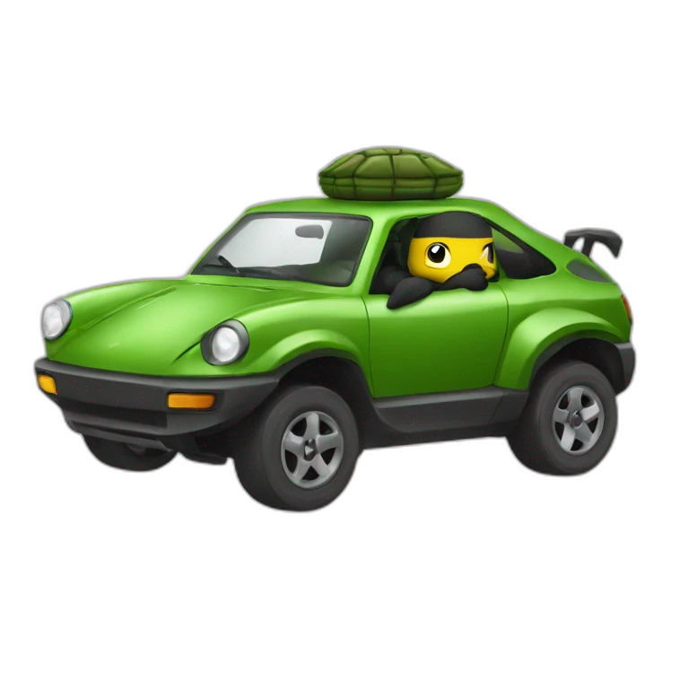 Tortue ninja dans voiture volante emoji