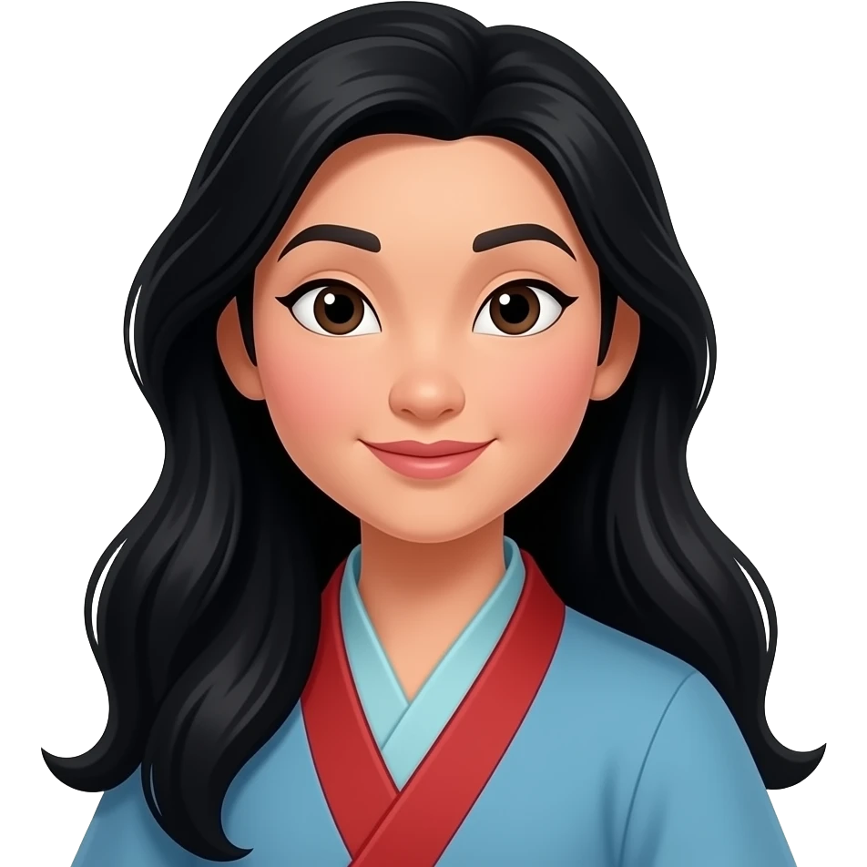 Mulan from Disney Princess with long hair emoji