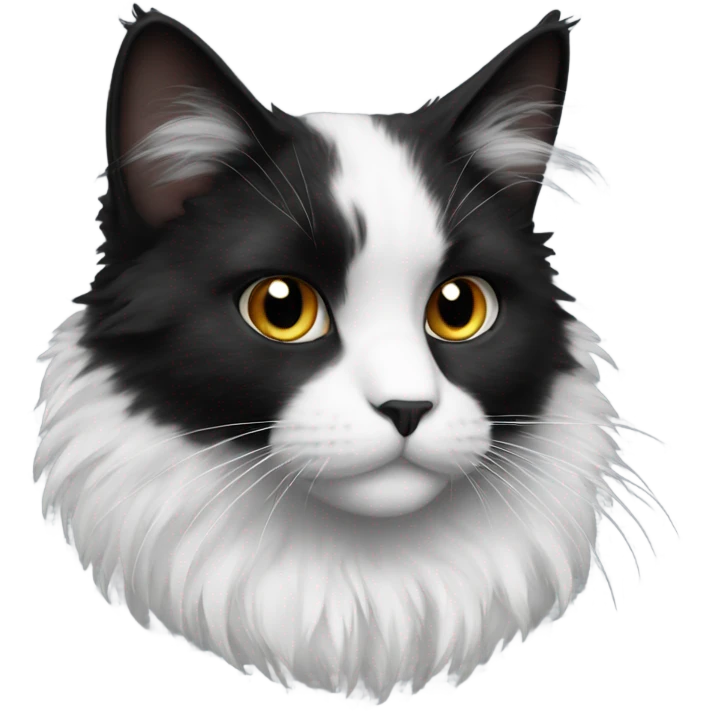 Black and white fluffy cat emoji