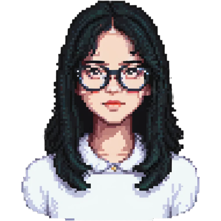 white baddie pretty girl with black hair and glasses emoji