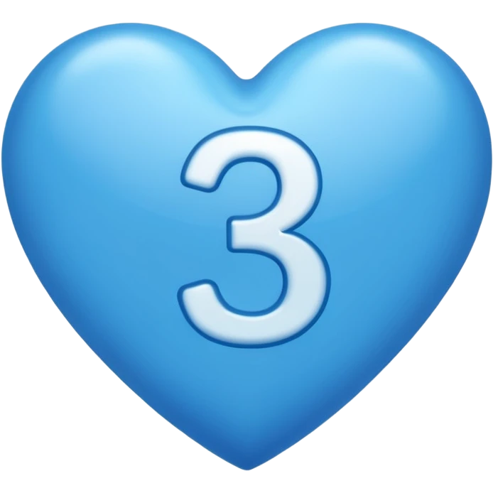 number "3" print inside the blue heart shape emoji