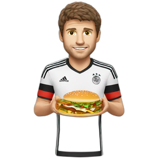 Germany football player Thomas Muller is eating emoji