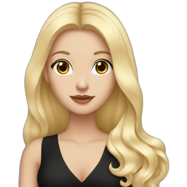 white girl with gold hoop earrings wearing black dress and long black hair emoji