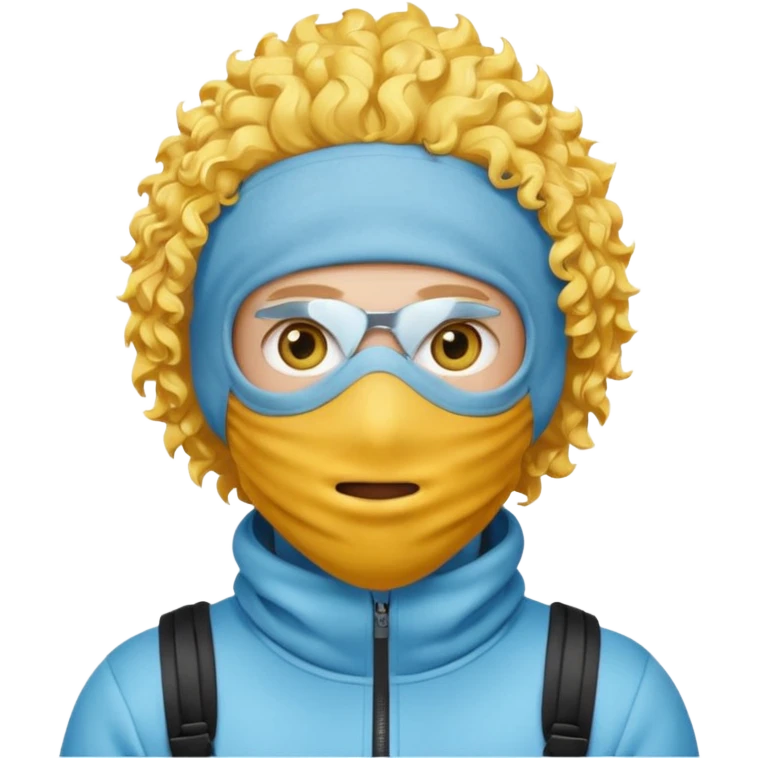 make a yn in a ski mask but but the mask is only covering his mouth and his hair is curly and yellow skin like emoji emoji