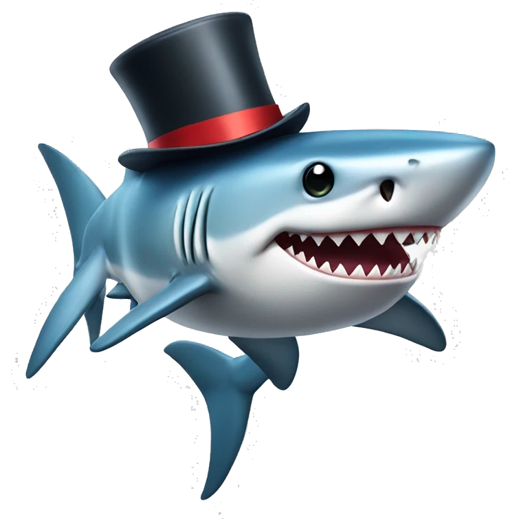 Shark with a top hat emoji