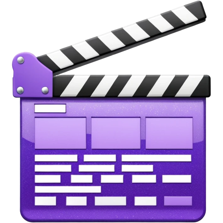 Glitter purple and cian clapperboard emoji