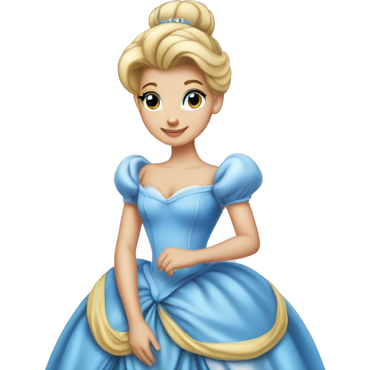 Princess Cinderella Blonde Bun Blue ball gown  emoji