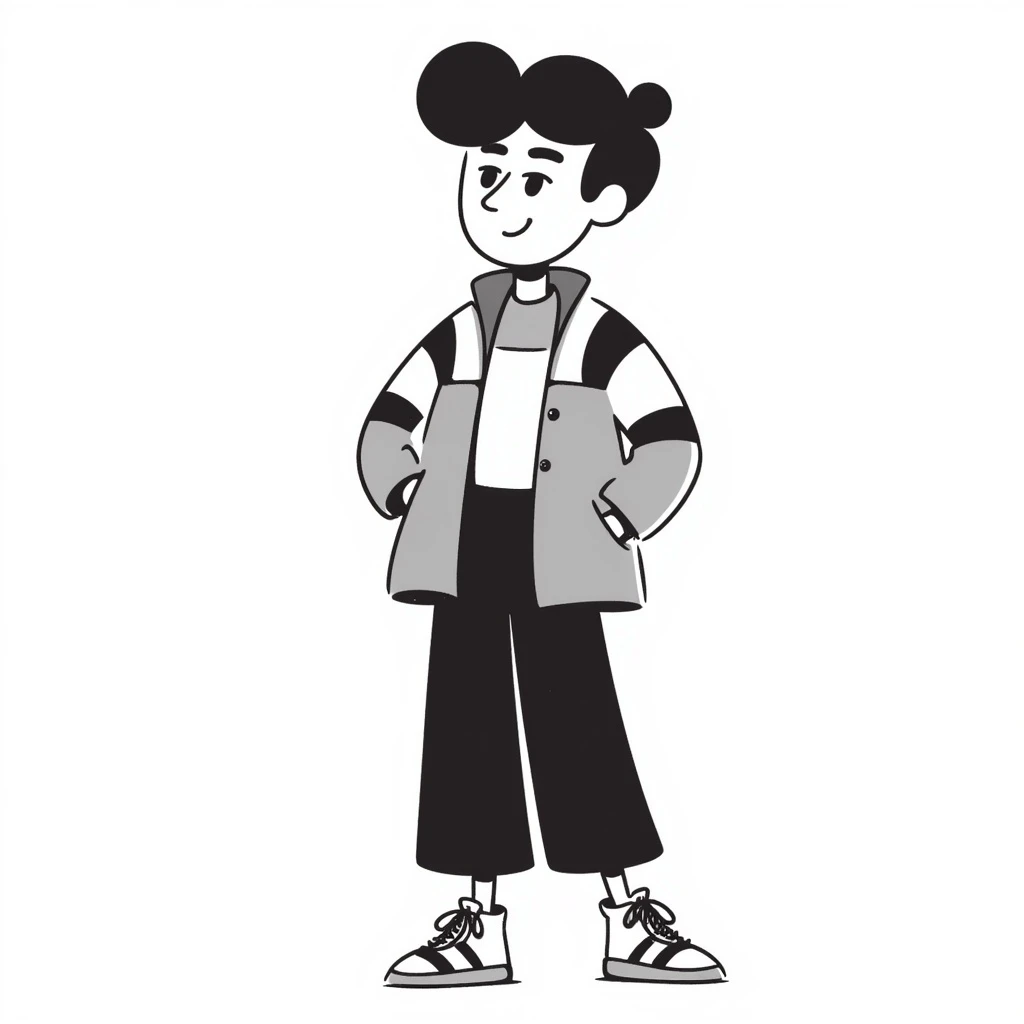 A teenage robot in bright teenage clothes and sneakers emoji