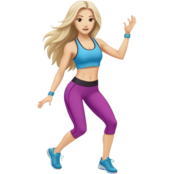 White Caucasian long hair woman Zumba dance  emoji
