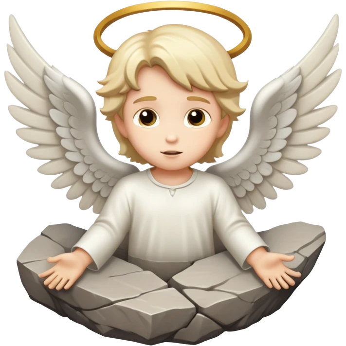 kid angel in stone flying emoji