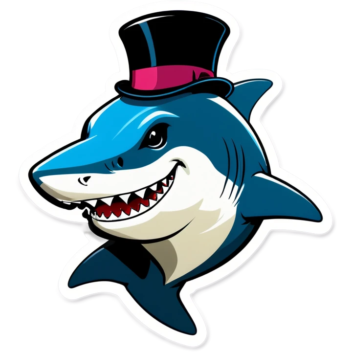 Shark with a top hat emoji
