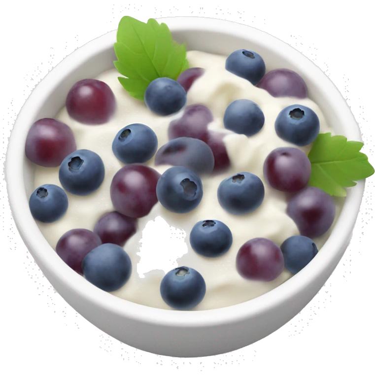 yoghurt bowl with grapes and blueberries emoji