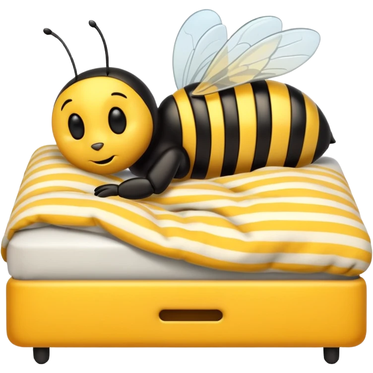 Bed with a bee sleeping emoji