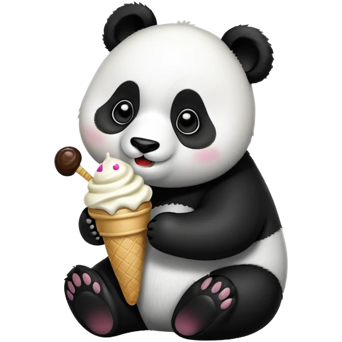 Panda eating ice cream emoji