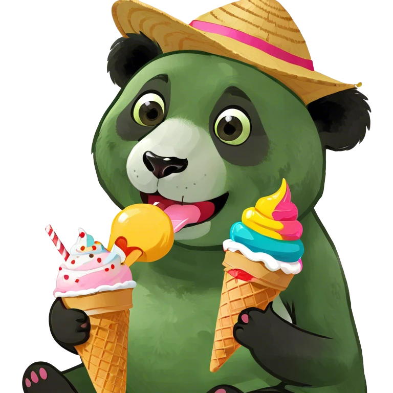 Panda eating ice cream emoji
