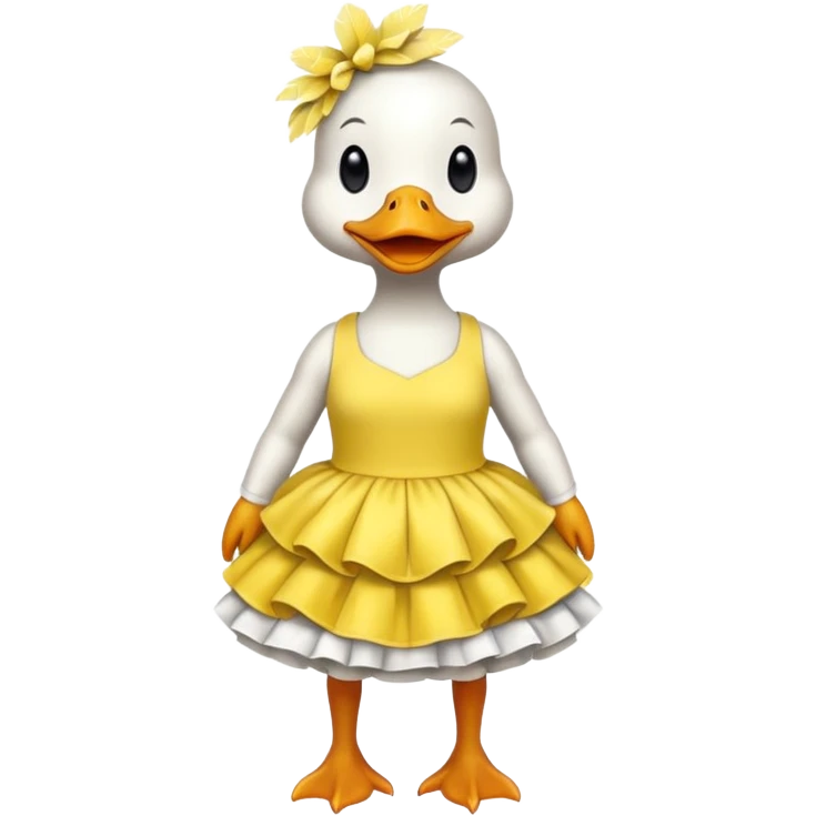 Buff duck wearing a dress emoji