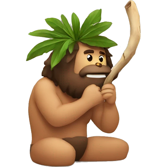 caveman chewing a stick plant emoji