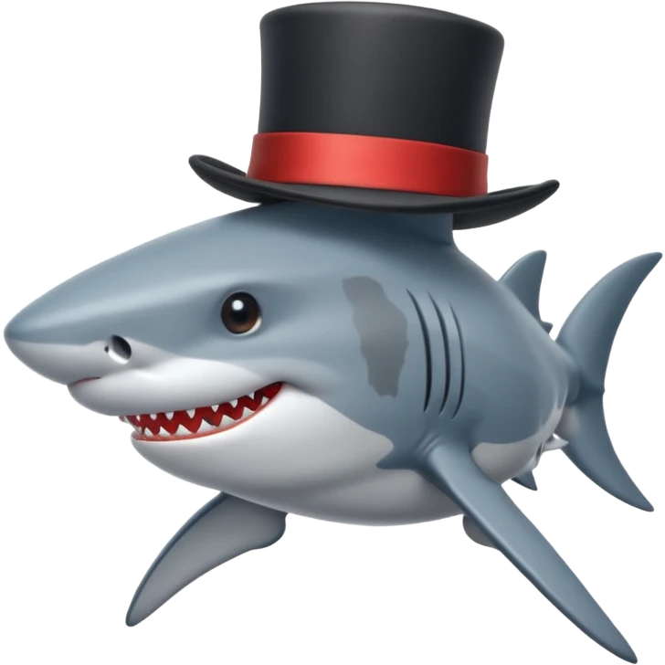 Shark with a top hat emoji