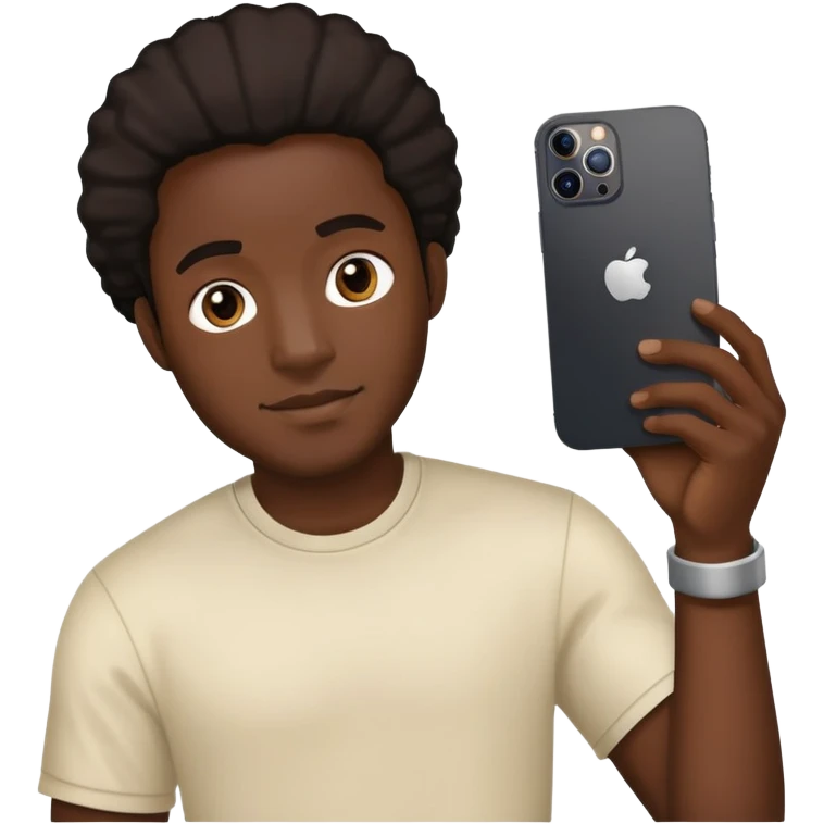 Black man holding iPhone 14 Pro emoji