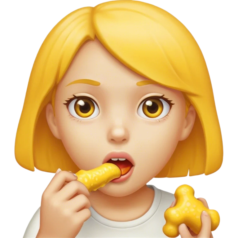 girl eating a yellow bone emoji