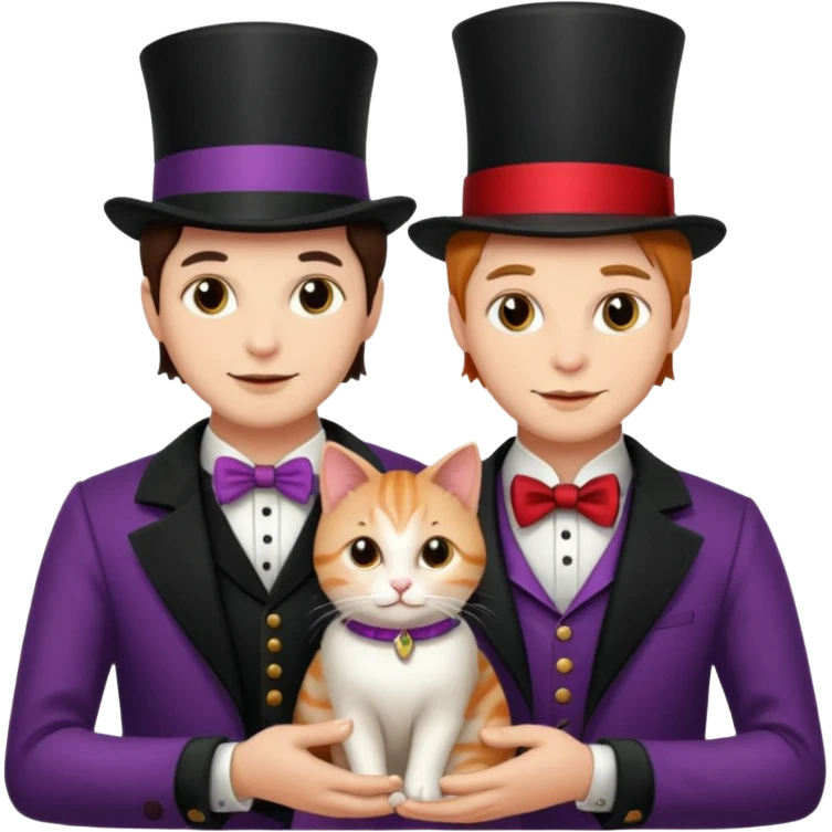 magician couple and their pet cat emoji