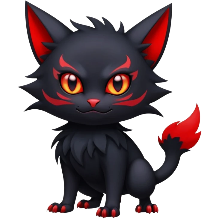 Vampiric feral futuristic gothic emo dark Litten-Noibat-Fakémon-hybrid-creature (full body) emoji