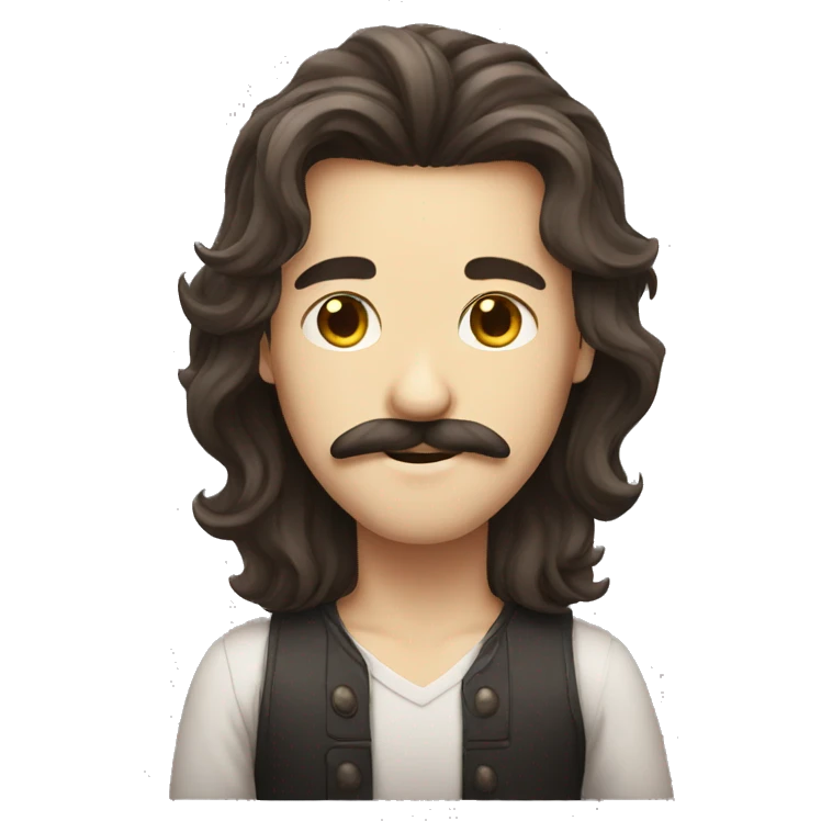Long hair boy and moustache emoji