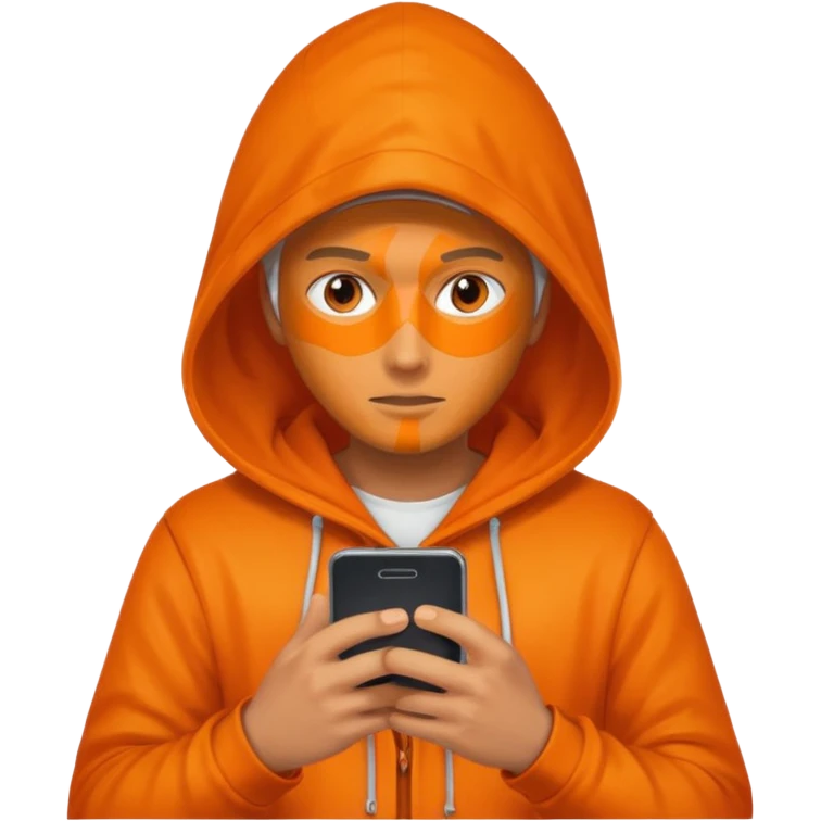 hooded-on-their-phone-making-money orange skin emoji