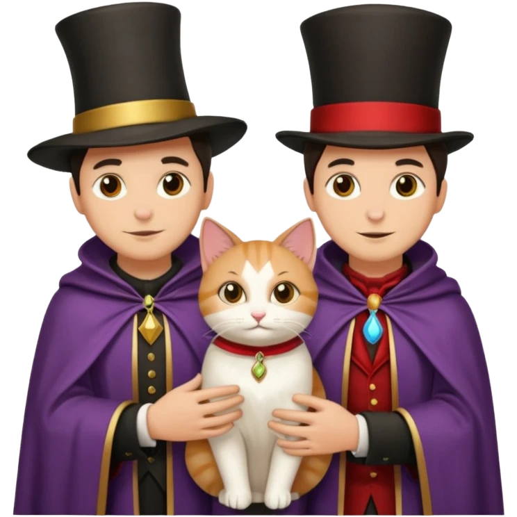 magician couple and their pet cat emoji