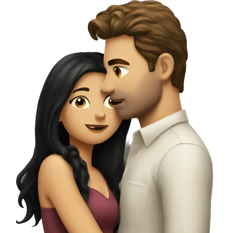 fair haired man kissing dark haired girl emoji