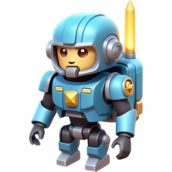 Clash of Clans aesthetic: Cinematic Playful 3D Isometric Jetpack Emoji, rendered in a 3D vector-style similar to standard emojis with minimal shading and bold, simplified shapes. A compact, distinct form with signature details, softly glowing with a futuristic sci-fi warfare charm. Simplified yet unmistakably iconic, highly detailed and consistent, glowing with a soft radiance and high shine. Stylized with a touch of high-tech brilliance and a soft glowing outline, capturing the essence of a beloved gaming relic with a friendly, playful manner! emoji