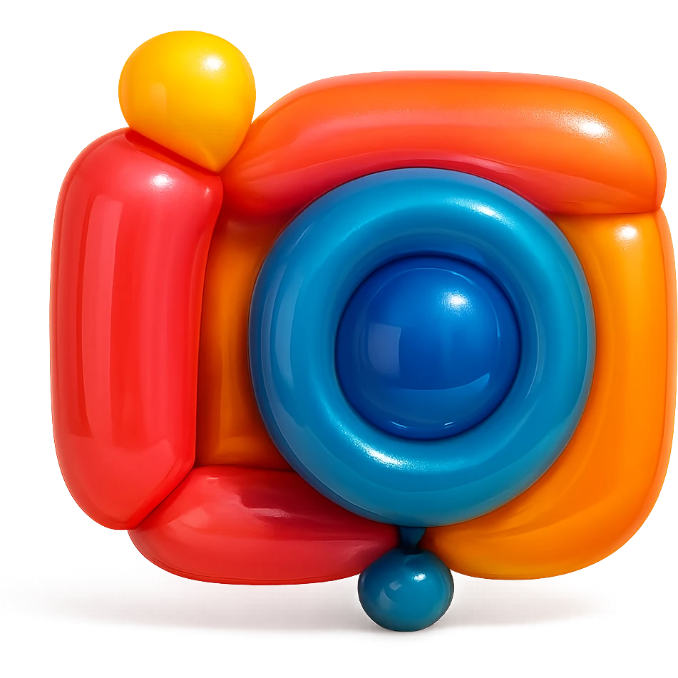 a camera, balloon style, inflated and soft appearance emoji