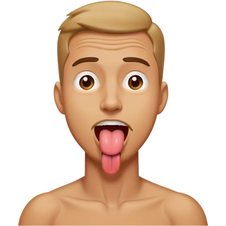 A man that grap his neck whit his tongue out  emoji