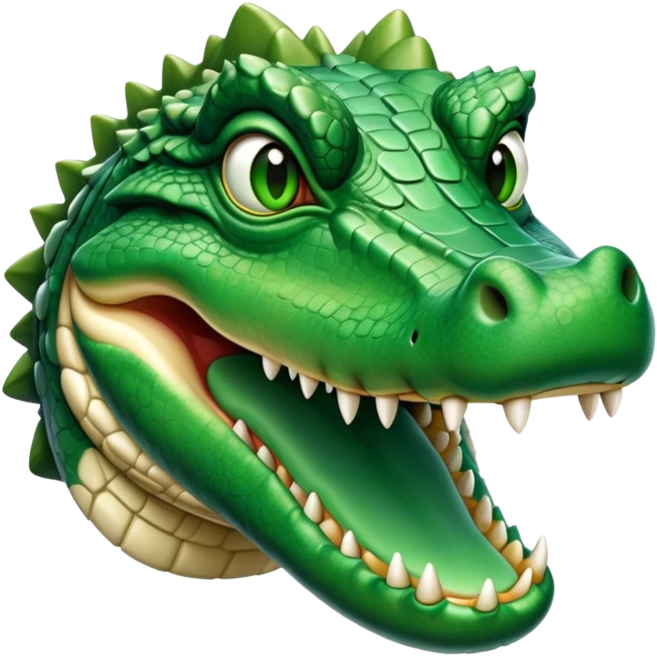 cinematic-noble-crocodile-portrait-emoji,-poised-and-regal,-with-a-powerful,-elongated-build-and-a-rugged,-scaly-emerald-green-hide,-piercing-cold-eyes,-simplified-yet-sharp-and-sophisticated-features,-highly-detailed,-glowing, head held high emoji