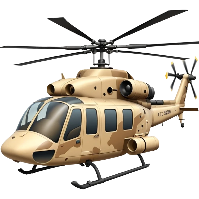 Desert camo helicopter with cannon emoji