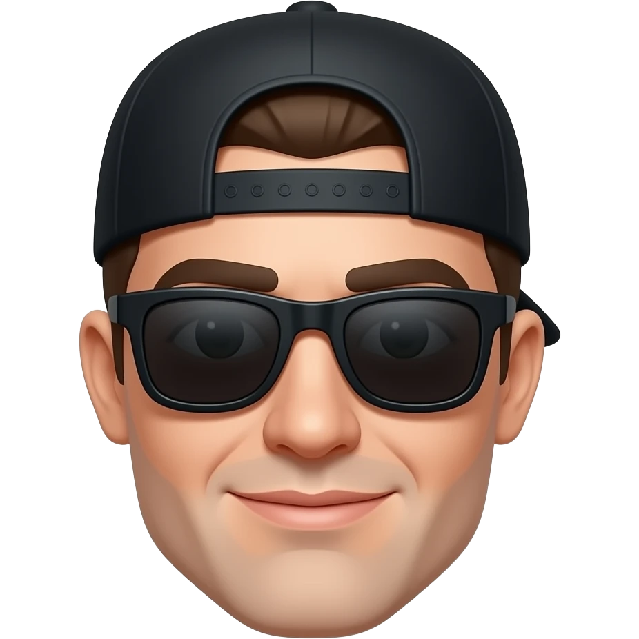 White guys  black hat backwards and sunglassses emoji